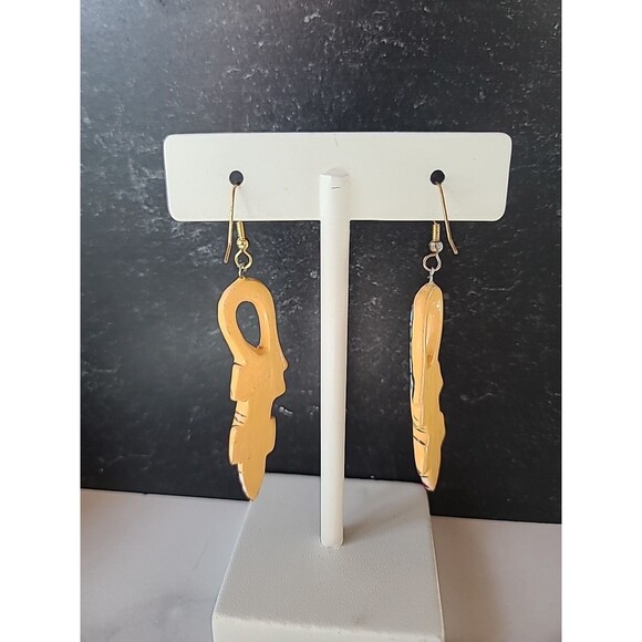 Painted Wooden Dangling Salamander Earrings Vintage Costume Jewelry NOS - Picture 7 of 10